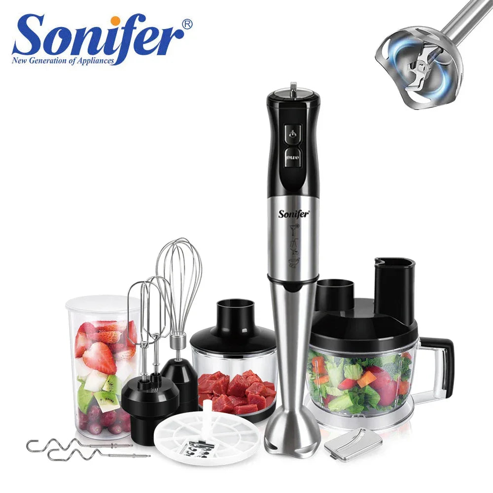 10 in 1 Food Processor 800 W Stainless Steel 15 Speed Four Blades With whisk, juicer, jam maker, meat grinder, vegetable slicer