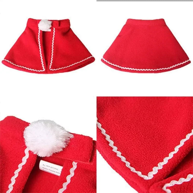 Christmas Cat Cloak Scarf Dog Pet Cosplay Costume Xmas Kitten Plush Santa Hat Funny Birthday Party Mantle Dress Up Apparel