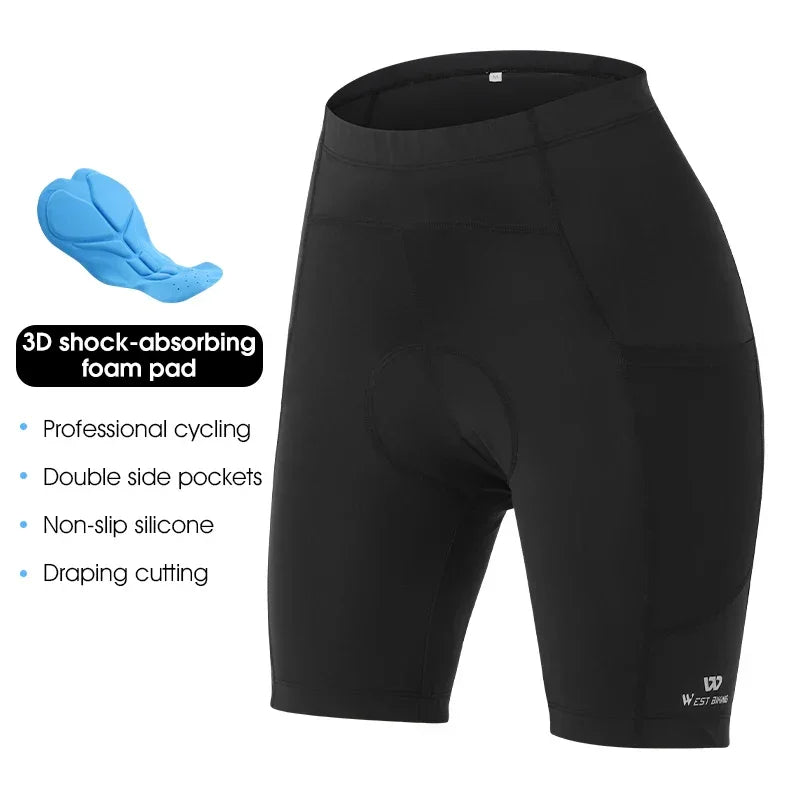 WEST BIKING Women's Cycling Shorts with 3D Shock Absorbing Cushion Breathable Quick Drying Underwear for Bicycle Motorcycle