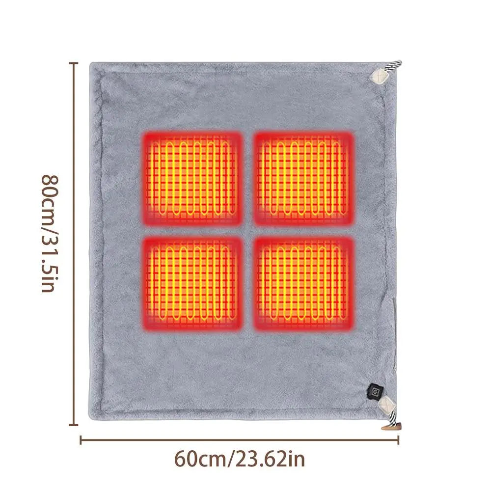 USB Electric Heated Blanket 3Heating Levels Fleece Heated Blanket Portable Body Warmer Blanket Quickly Heated Cape Pad forOffice