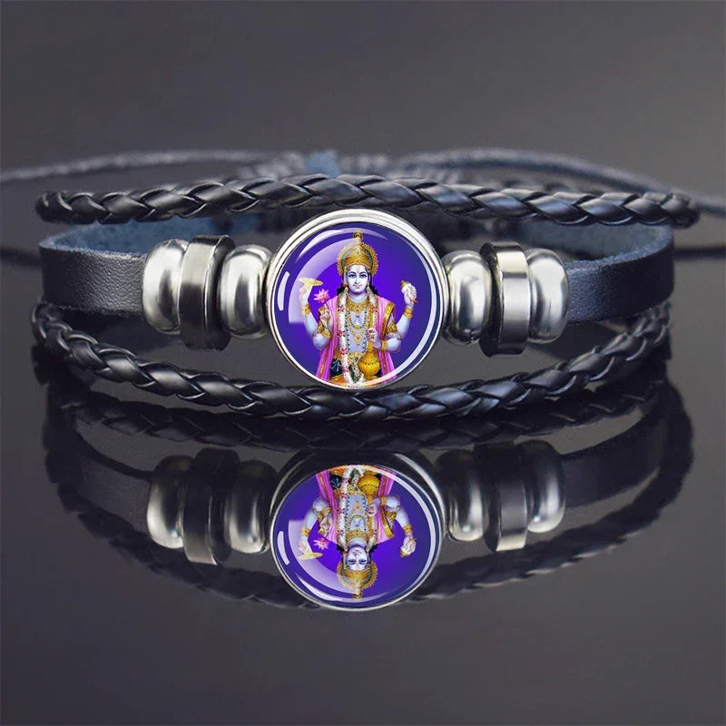 Hinduism God Bracelets Ganesha Vishnu Shiva Amulet Bracelet for Men Women Goddess of Kashmi Wealth Bangle India Buddhism Jewelry
