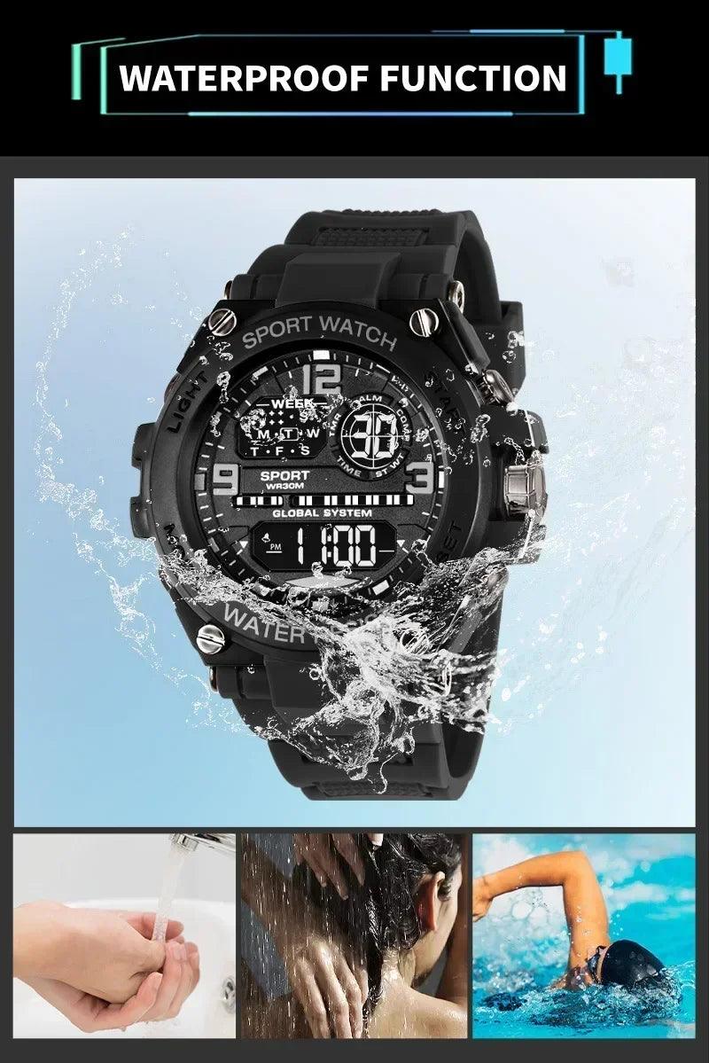 Top luxury electronic watch for man outdoor sport stopwatch waterproof calendar digital clock 24355