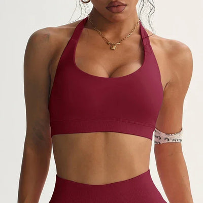 High Sports Bra Women Halter Seamless Padded  Sports Bras