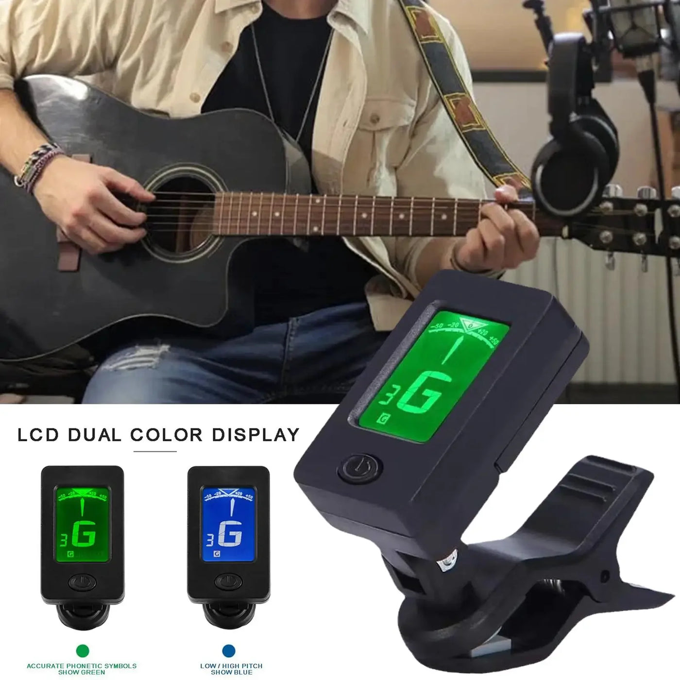 Guitar Tuner For All Instruments Clip On Electronic Tuner For Guitar Bass Ukulele Violin Mandolin Banjo Digital Guitar Tuner