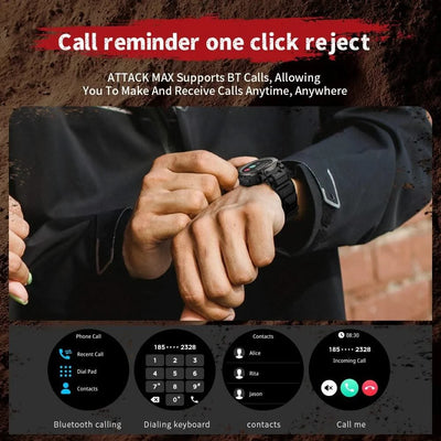 LOKMAT New ATTACK MAX Sport Rugged Smart Watch BT Calls Waterproof Military Smartwatches Heart Rate Monitor Fitness Tracker