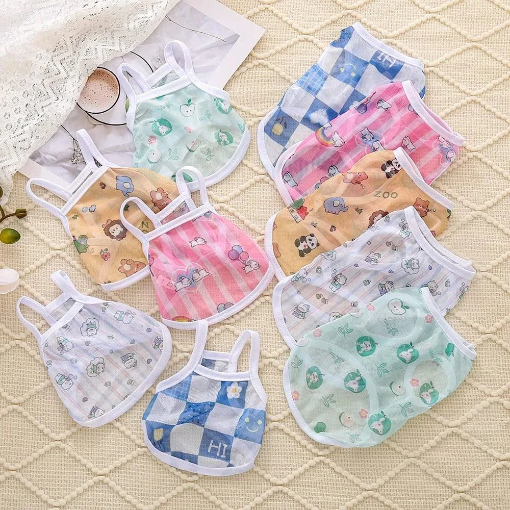 Pet clothing is fresh cute fashionable summer thin cat and dog clothing breathable mesh suspender and stylish vest