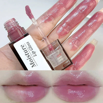 Nude Grey Mirror Jelly Lip Gloss Water Light Gloss Moisturizing Non-stick Cup Stain Lip Glaze Waterproof Lasting Makeup Cosmetic
