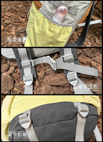 2025 Mountain Style Backpack Couple, Retro Color Block Hiking Bag, Lightweight Large Capacity Daypack for Outdoor