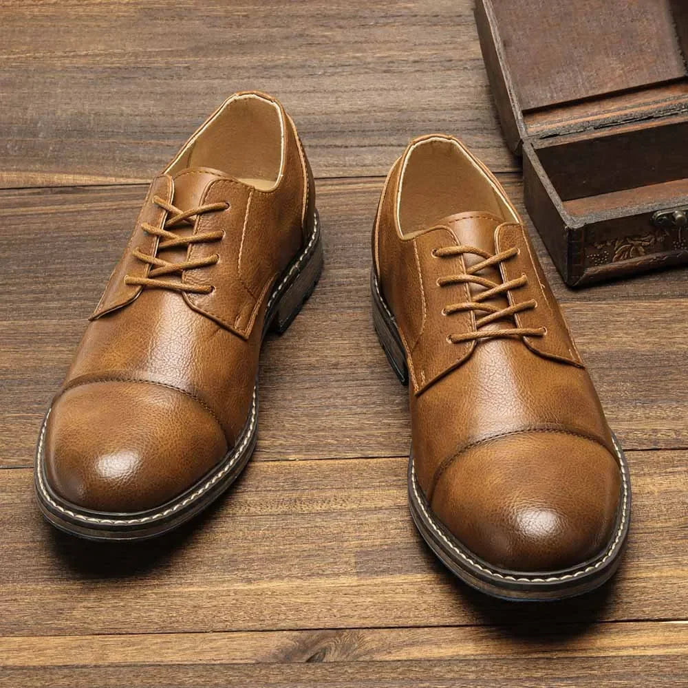 Men's Formal Shoes British Retro Brogue Shoes Mens Casual Business Leather Oxfords Men Office Dress Shoe Flats