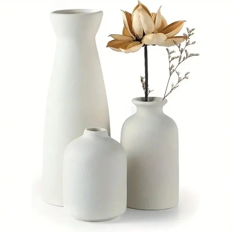 Home Decor Bohemian Vases, Ceramic Set of Three, Suitable for Living Room, Bookshelf and Dining Table Decorations