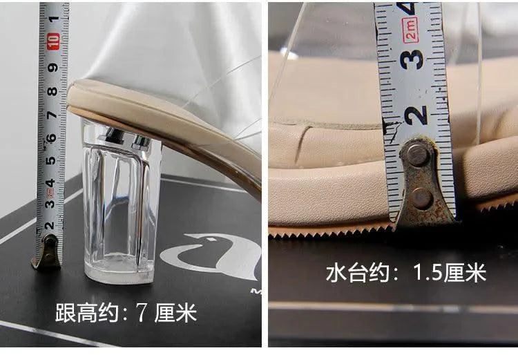 Women's Thick Crystal High Heels, Summer | Waterproof | Not Tired Feet | Slippers, Sandals, Women's Shoes