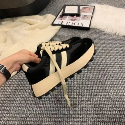 Women Sneakers Fashion Designer Platform Shoe Height Increasing Casual Sport Shoes for Women Lace Up Vulcanize Shoes Tenis Mujer