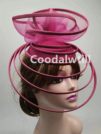 Church Fascinator Hat Wedding Mesh Headpiece Women Party Banquet Chapeau Cap Headband Ladies Party Tea Royal Ascot Pillbox Caps