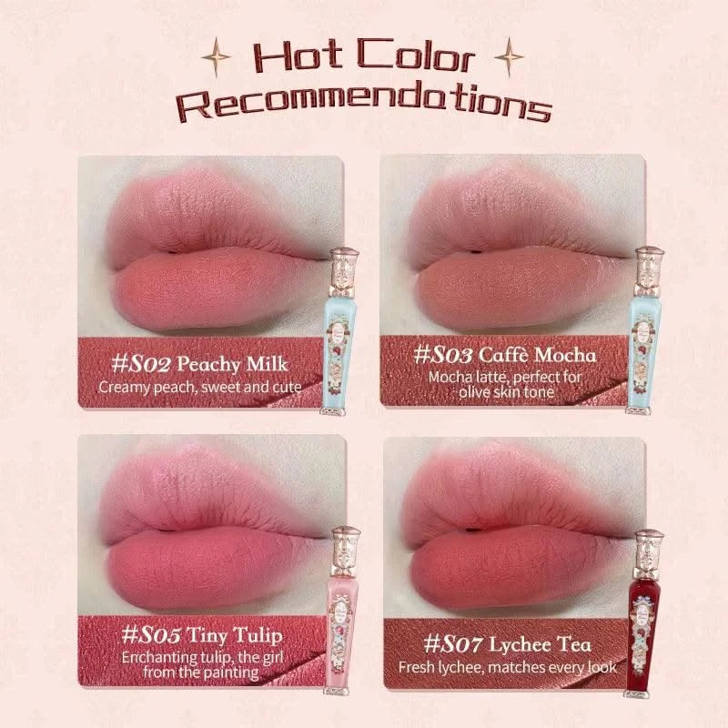 Beauty Glazed  Mirror Flower Lip Gloss  Lipstick Strawberry Rococo Collection Little Angel Lip Cream Lipstick 3.5g