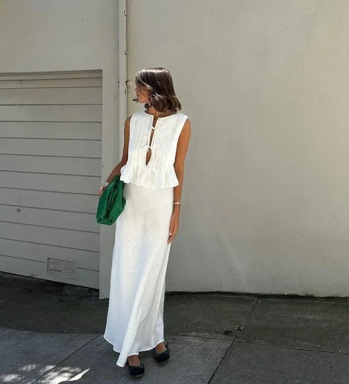 Fashion Bow Lace Up Linen Tops For Women