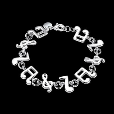 Hot fine musical note chain 925 Sterling Silver Bracelets for women Wedding party girl student Christmas Gifts fashion Jewelry
