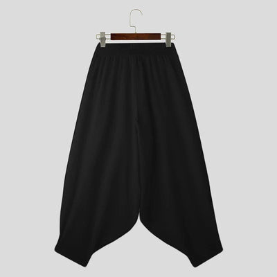 2024 Men Wide Leg Pants Solid Color Elastic Waist Loose Casual Trousers Men Oversize Streetwear Fashion Long Pants S-5XL INCERUN