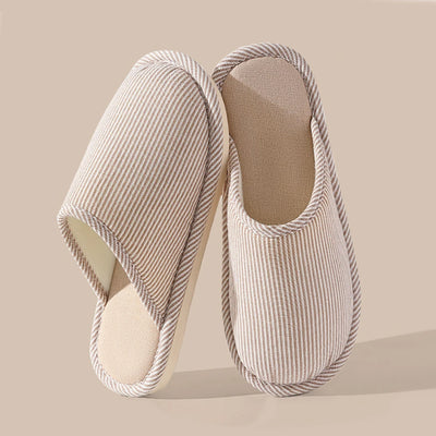 Warm Plush Cotton Slippers for Home Indoor Non-slip Linen Flats Spring and Autumn Couple House Slides
