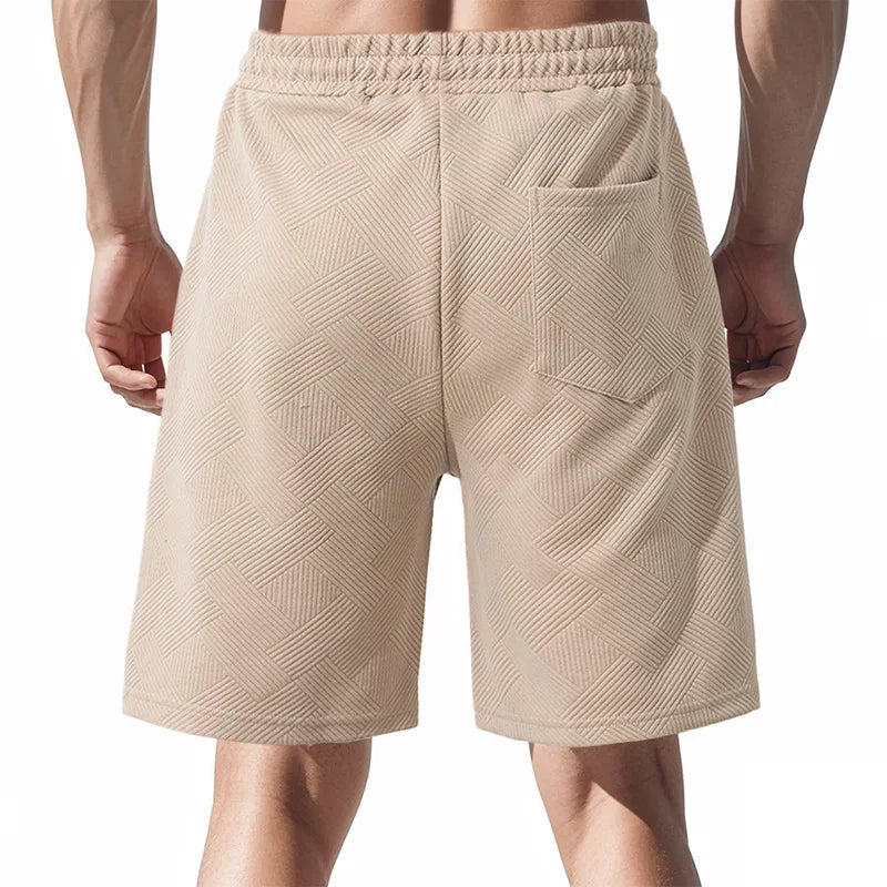 Summer new style Men's pure color loose heavy Jacquard texture pattern sport shorts Men casual fashion hip-hop five-point shorts