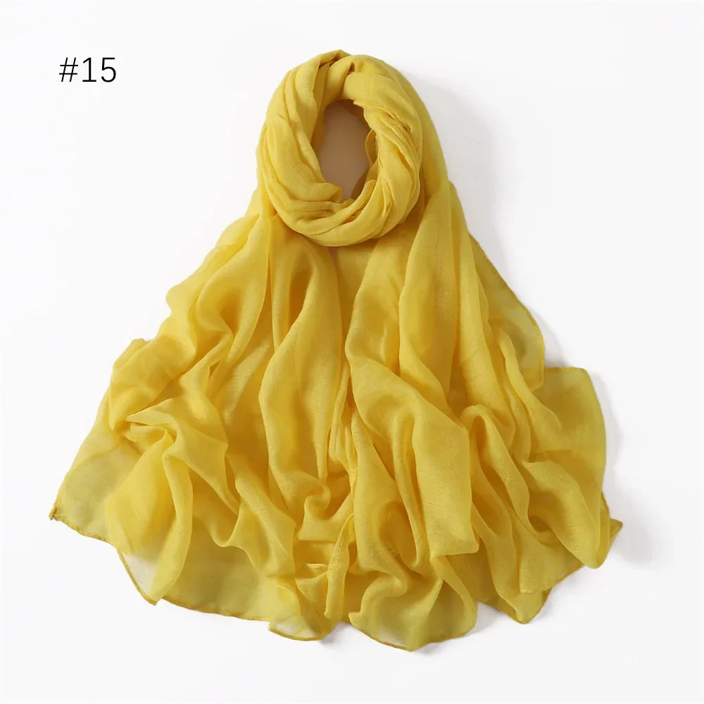 New Cotton Linen Scarf For Women Girls Students Autumn Classic Solid Color Scarves Retro Soft Foulard Viscose Female Wrap Shawls
