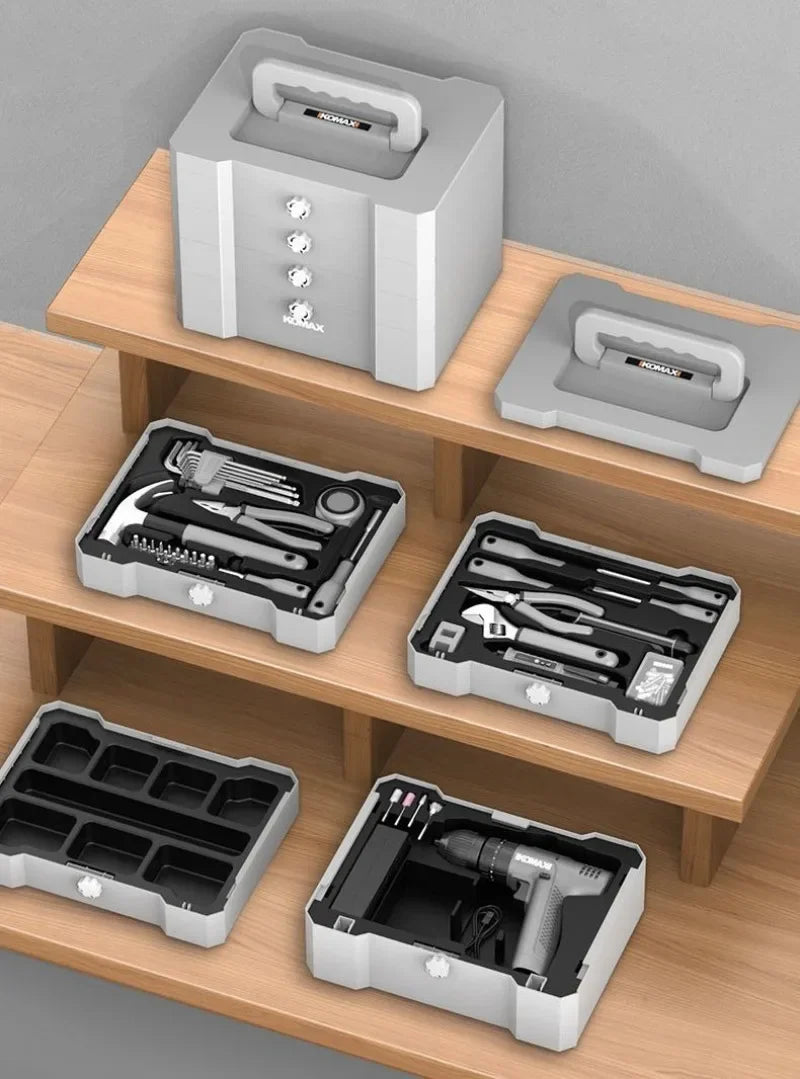 Professional Household Power Tool Set Multifunctional Electric Drill Screwdriver Hand Tools Set Portable Storage Tool Boxes