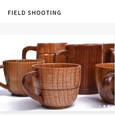 Drinkware Vintage Wooden Tea Cup Handmade Japanese Style Drinking Cup Solid Wood with Handle Wood Coffee Mug Home