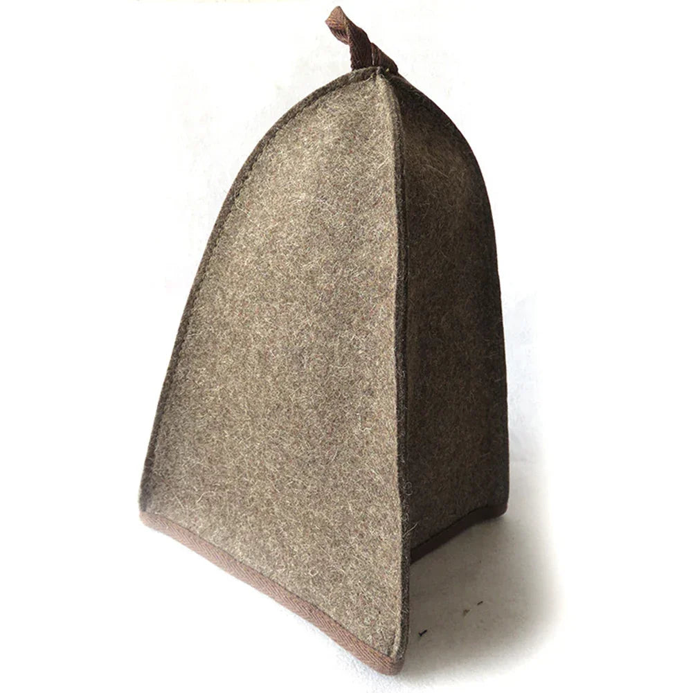 Sauna Felt Hats Sauna Bathwool Hat 34*26*0.3CM Banya Room Vaporarium Hats Brown Hat Sauna Hat Adjustable Strap