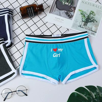 Sexy Couples Lovers Cotton Underwear I LOVE MY GIRL Men Boxer Shorts Homme Lingerie Women's Panties Cotton Underwears Boxers