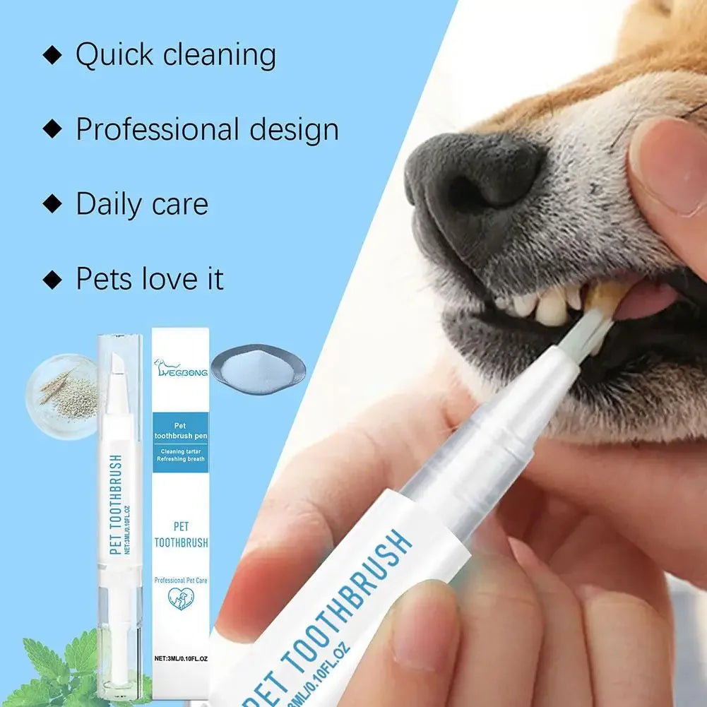 Pet Toothbrush Pen Teeth Clean Fresh Breath Pet Toothbrush Paste Brush One Easy To Use Cat Tooth Brush ToothbrushSet Accessories