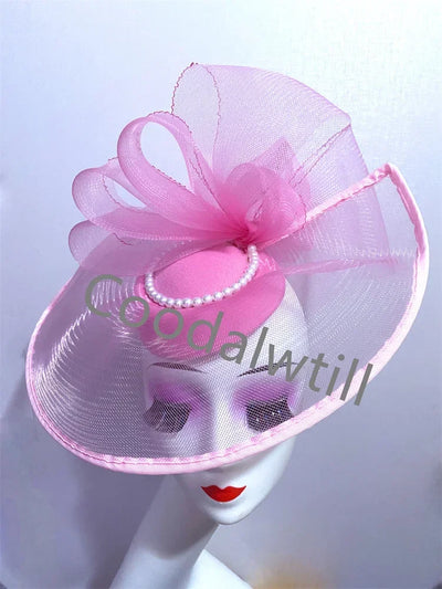 Large Flower Feather Hat Fascinator Headband Women Wedding Party Tea Headpiece Royal Ascot Prom Chapeau Cap Ladies Bride Pillbox