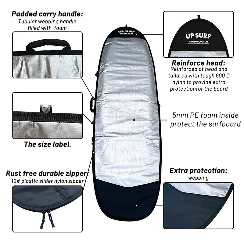 Surfing Board Bag High Quality Funboard Protective Travel Bag 7.0/7.6/8.0 Easy Carry Wakesurf Board Bag Have Strap