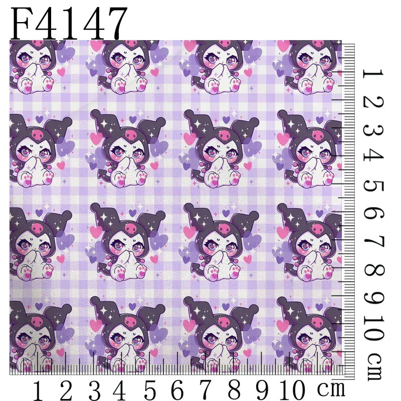 Cartoon Kuromi printed polyester cotton Fabric Clothes Patchwork Quilting DIY pet cloth bag fabric F4158