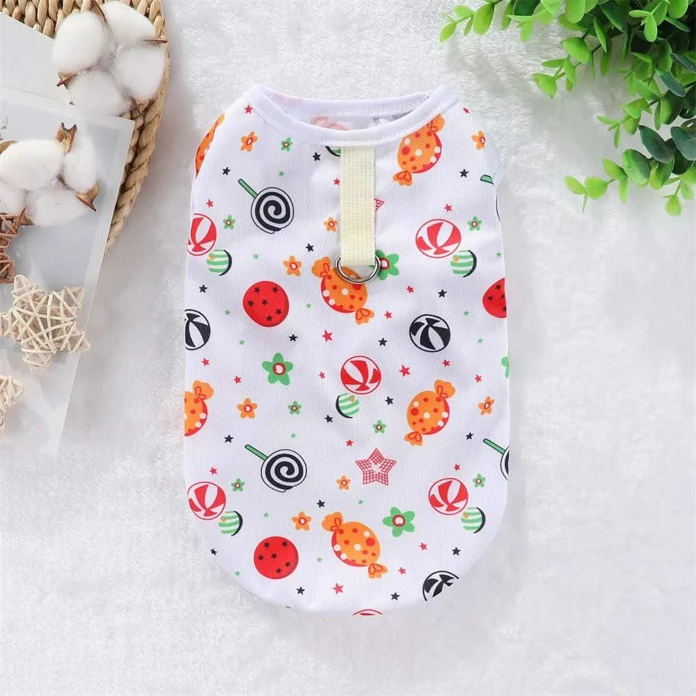 Summer Pet Dog Cooling Vest Cartoon Soft Clothing Summer Casual Shirts Small Medium Large Dogs Puppy French Bulldog Clothes