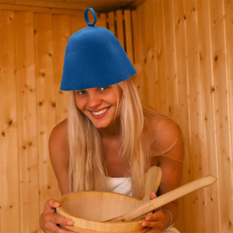Handmade Thicken Wool Felt Sauna Hats Unisex Hair Protection Spa Sauna Accs for Bath Protection Felt Sauna Cap Absorbent Spa Cap