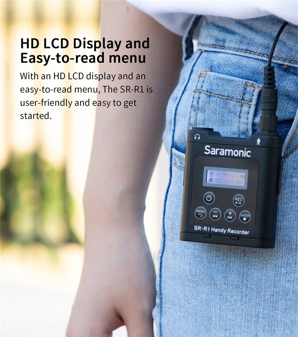 Saramonic SR-R1 Miniature Handy Recorder with Lavalier Microphone for Wedding Videography Interview, Filming and Recording