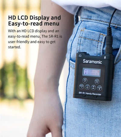 Saramonic SR-R1 Miniature Handy Recorder with Lavalier Microphone for Wedding Videography Interview, Filming and Recording