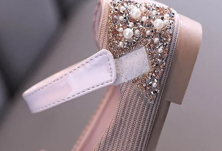 Sandals Toddler Girl Childrens Shoes Pearl Rhinestones Shining Kids Shoes Baby Girls Shoes Girls Thong Sandals