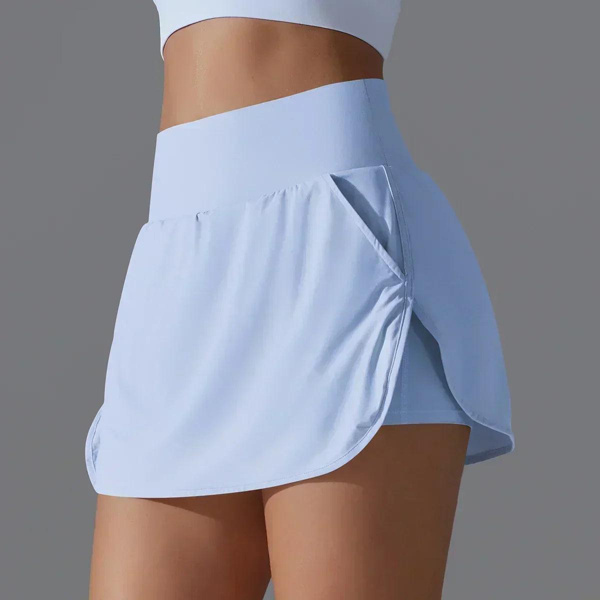 Women gym running shorts double deck quick dry sport fitness jogging workout with pocket sports tight short