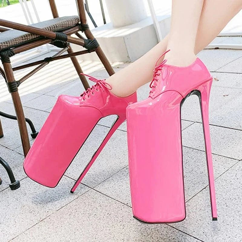 Women's Waterproof Platform High Heel Shoes 30cm | Lace up Fashion High Heel Shoes New | Trendy Model Shoes
