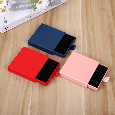 Thick Kraft Paper Drawer Jewelry Set Packaging Box Ring Necklace Bracelets Earring Gift Case Container With Sponge Inside