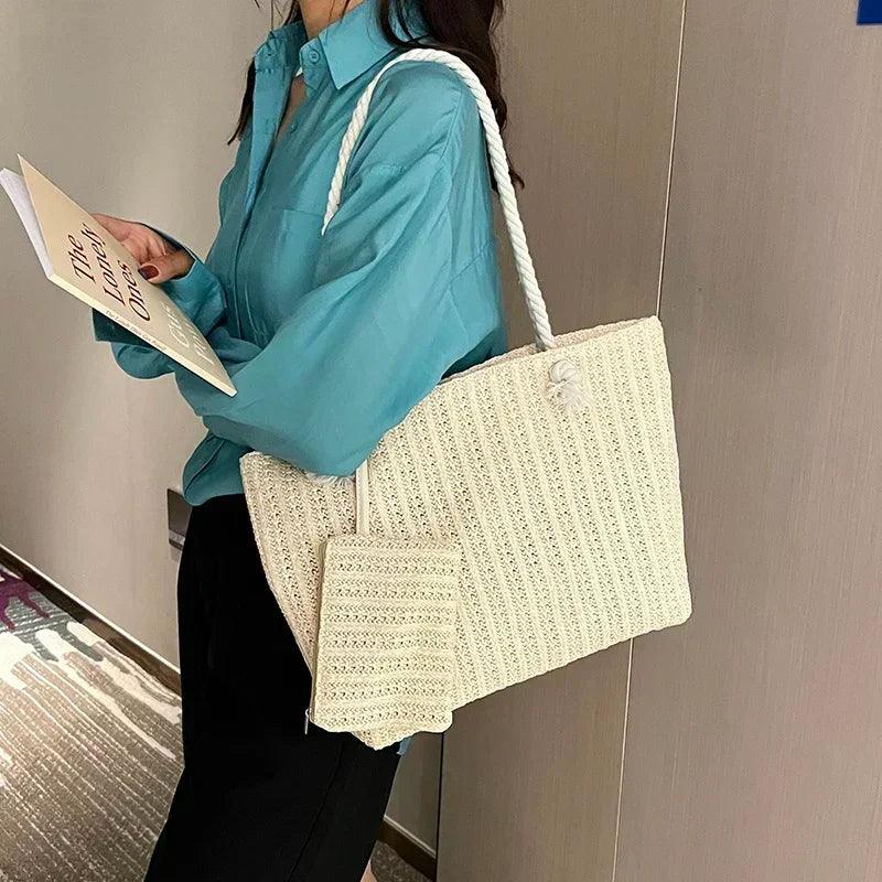 Designer women handbags fashion large capacity straw tote bag summer beach casual bali big purse
