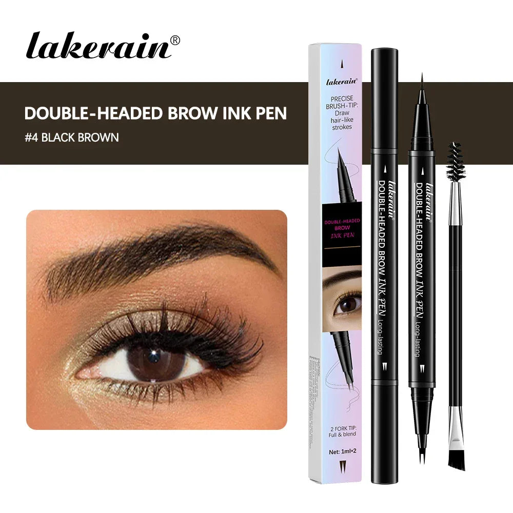 2 In 1 Eyebrow Pencil Eyeliner Double-Headed Long-Lasting Waterproof Smudge-Proof Precise Delineation Natural Tones for All Skin