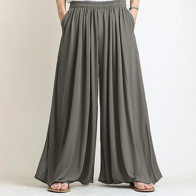 Men Wide Leg Pants Solid Color Joggers Pleated Oversize Casual Trousers Men Elastic Waist 2025 Streetwear Fashion Pants INCERUN