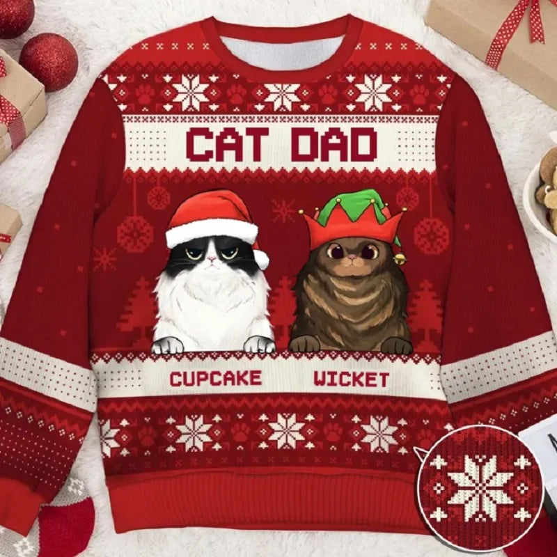 Ugly Christmas Sweaters Autumn And Winter 3D Funny Printed Holiday Party Xmas Sweatshirt for Party Birthday Xmas Sweatshirt 2024