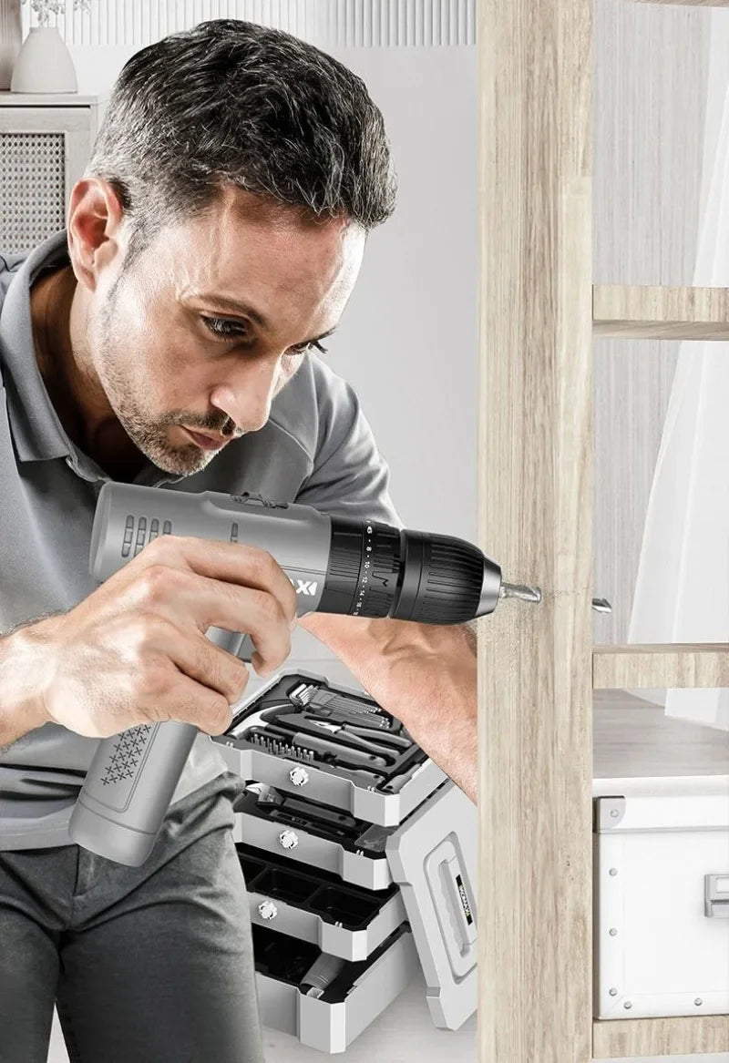 Professional Household Power Tool Set Multifunctional Electric Drill Screwdriver Hand Tools Set Portable Storage Tool Boxes