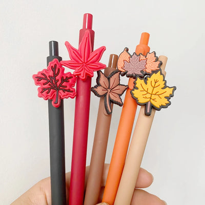 5Pcs Thanksgiving Leaf Pens Autumn Ballpoint Pens for Thanksgiving Harvest Office Classroom Activity Party Supplies