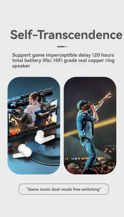 Wireless Earbuds 5H Playtime - In-Ear Noise Cancelling Earphones IPX7 Waterproof for Workout, SecureFit Ear Wings