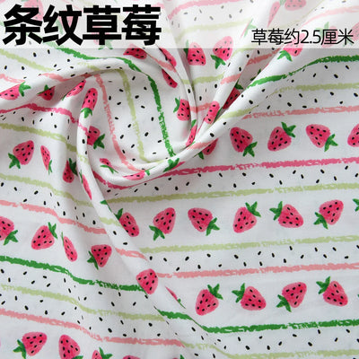 145x50cm Handmade Pink Strawberry Cotton Fabric for DIY Clothing, Ins Countryside Dress for Baby and Pet Cloth