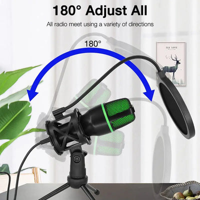 Condenser Microphone USB Wired For PC Laptop Computer Professional Gaming Accessories Kit Gamer Sound Live Streaming Podcast RGB