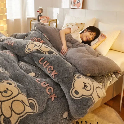 Super Warm Winter Blanket for Bed Spring Autumn Lamb Cashmere Weighted Thick Blankets Soft Comfortable Warmth Quilt Comforter